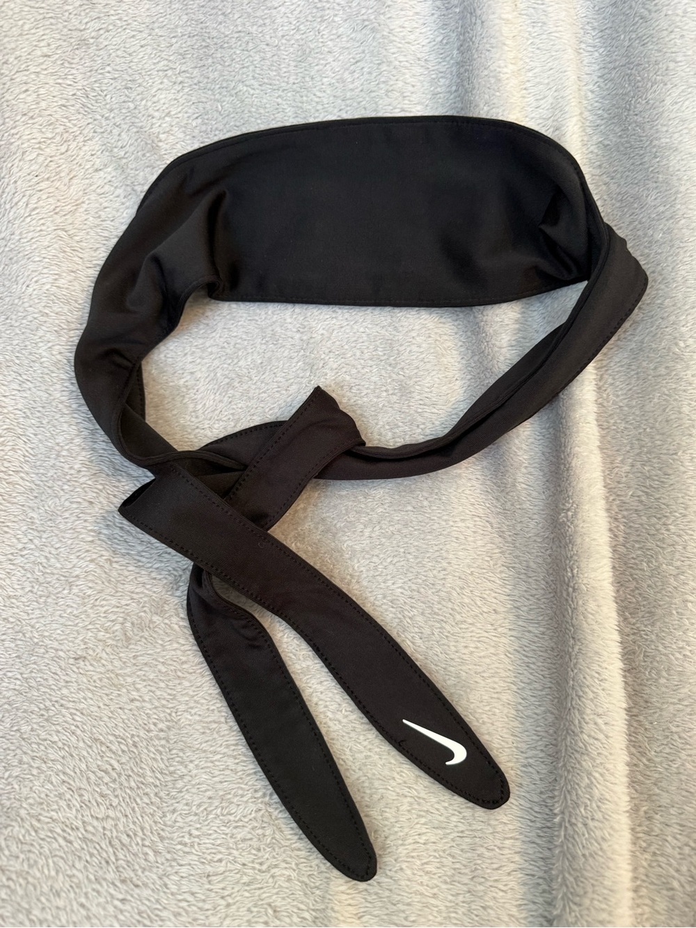 Nike Black Tie-Back Sports Headband with Swoosh